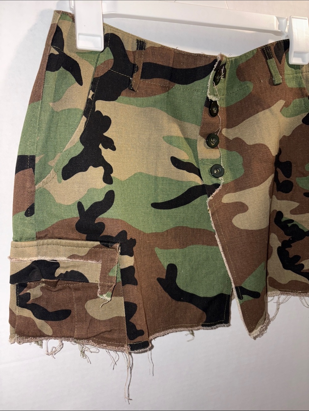 Distressed Camo Cargo Mini Skirt with Button Front - Picture 3 of 6